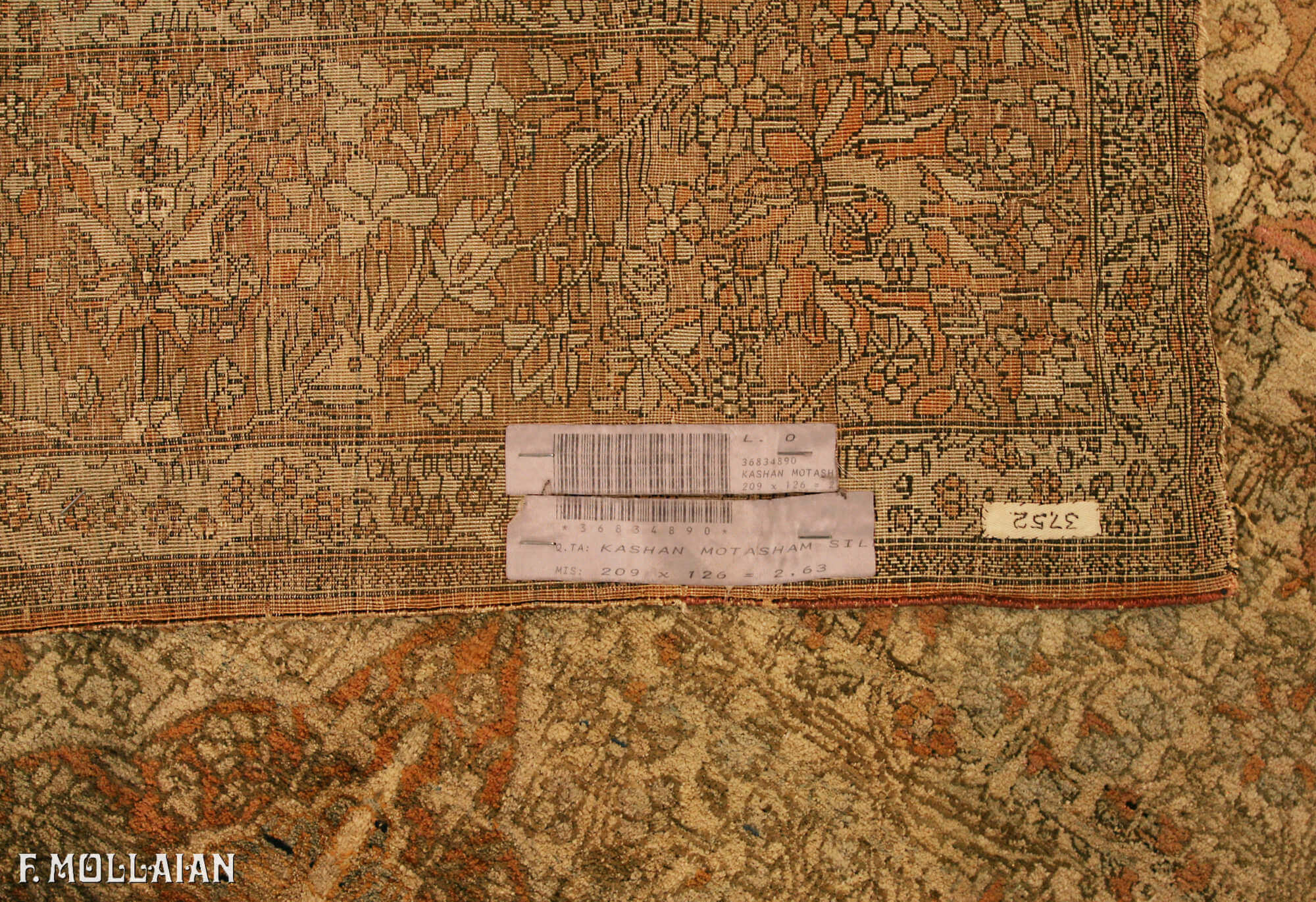 Tapis Persan Antique Kashan Mohtasham Soie n°:36834890